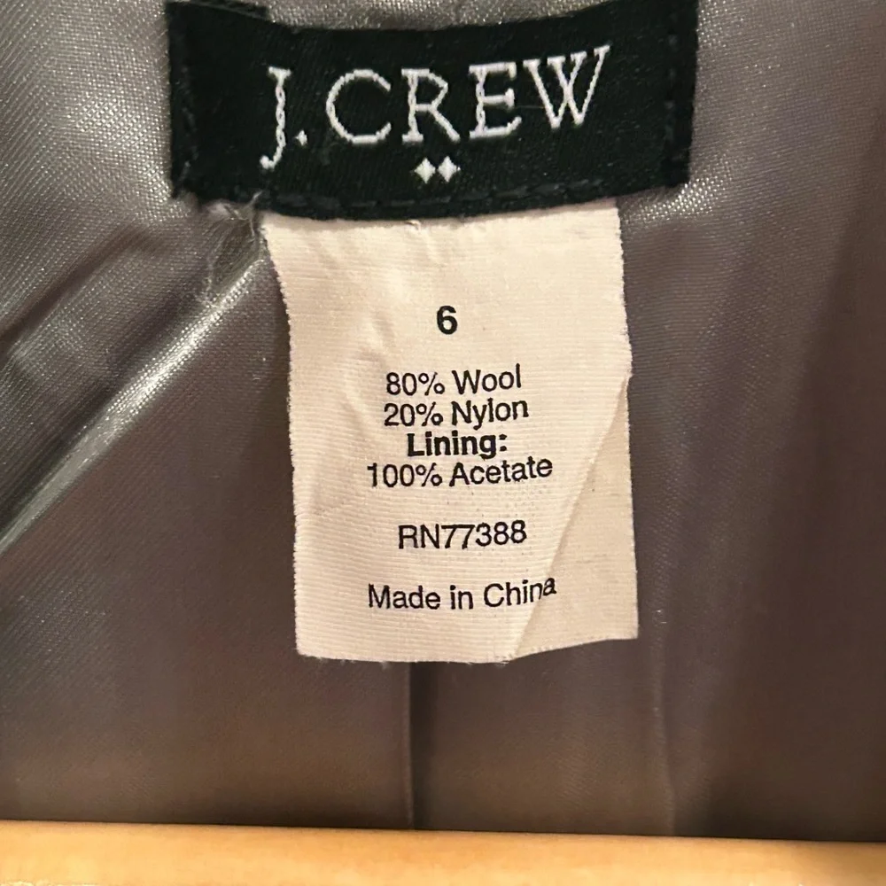 J. Crew Women's Schoolboy Wool Blend Gray Herringbone Blazer Size 6 Style 17398